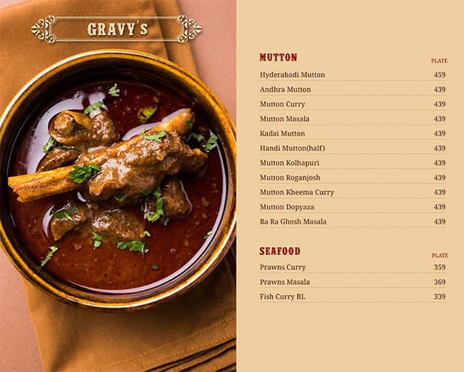 Aroma's Hyderabad House menu