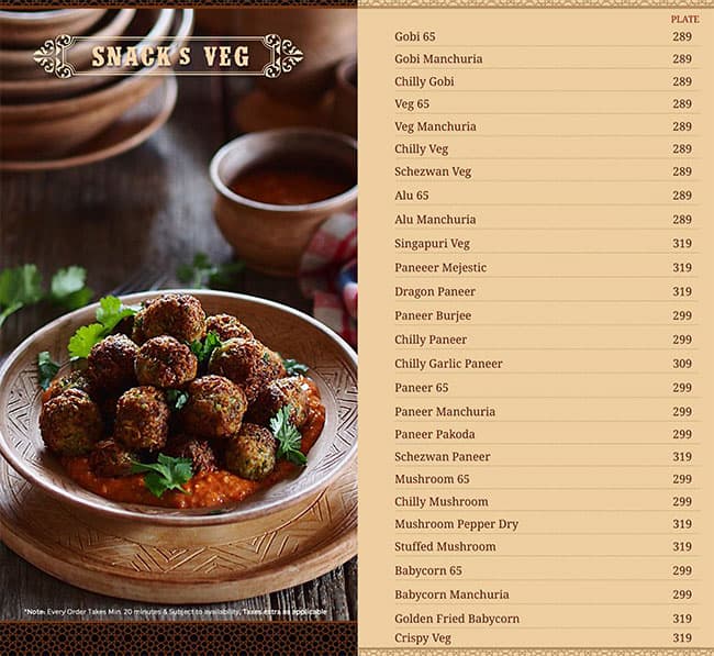 Aroma's Hyderabad House menu