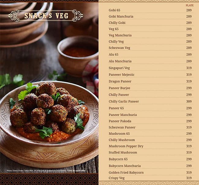 Aroma's Hyderabad House menu