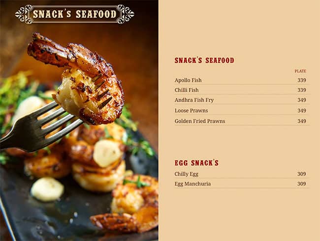 Aroma's Hyderabad House menu