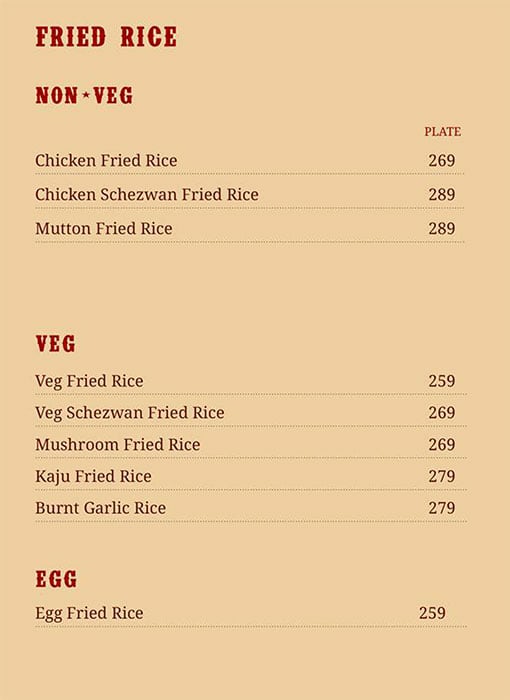 Aroma's Hyderabad House menu