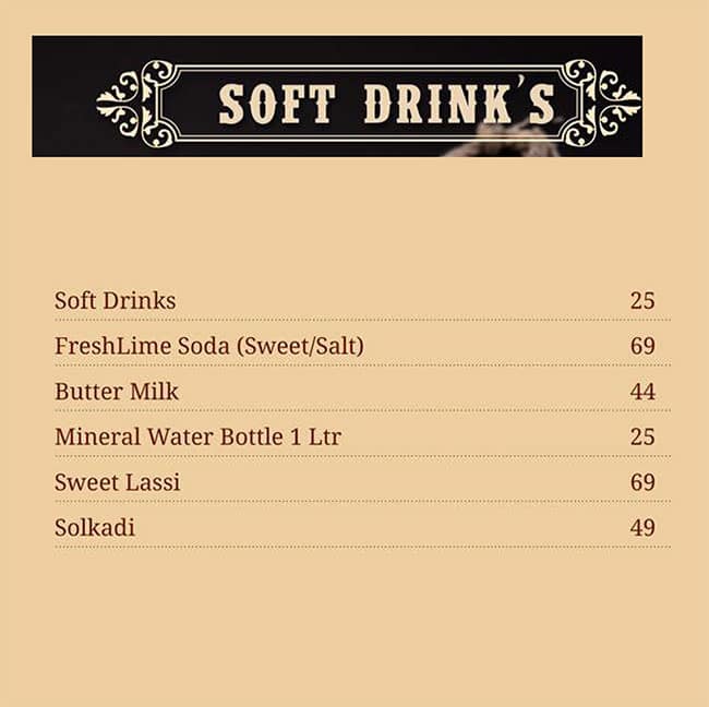 Aroma's Hyderabad House menu