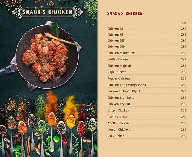 Aroma's Hyderabad House menu