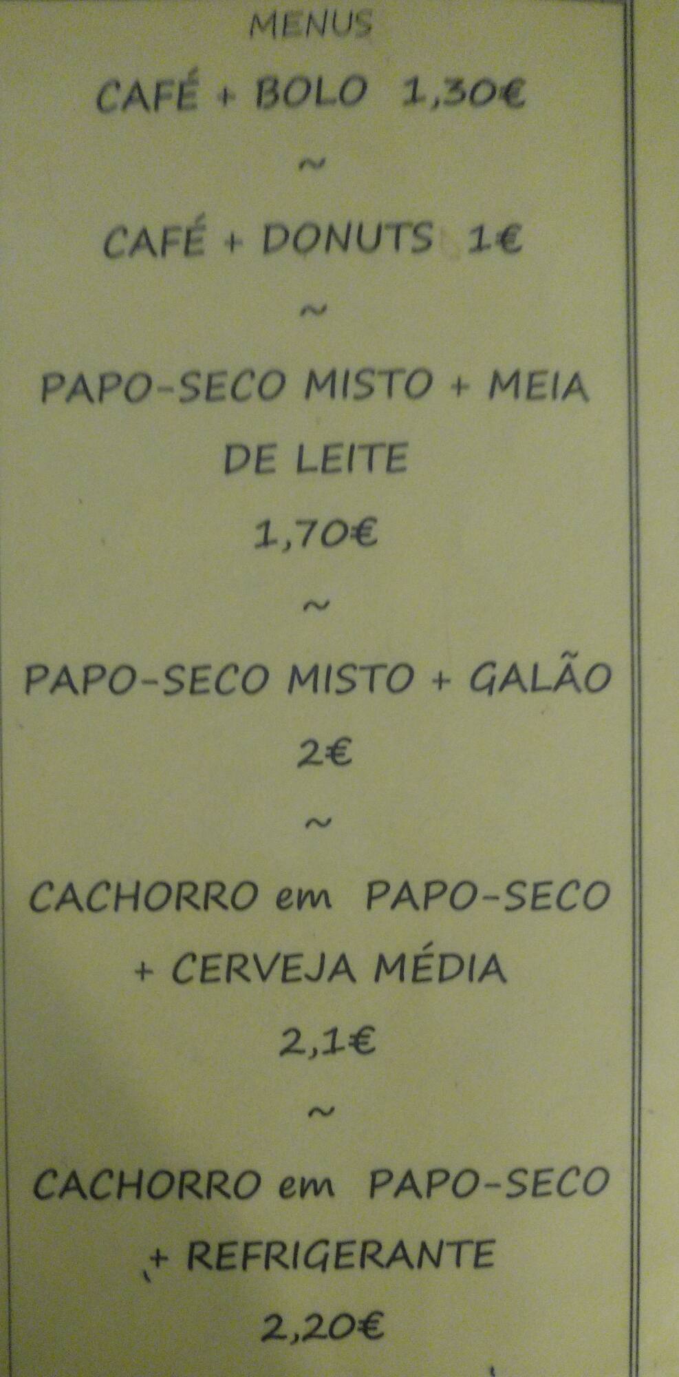 Carta de Snack Bar Ricky