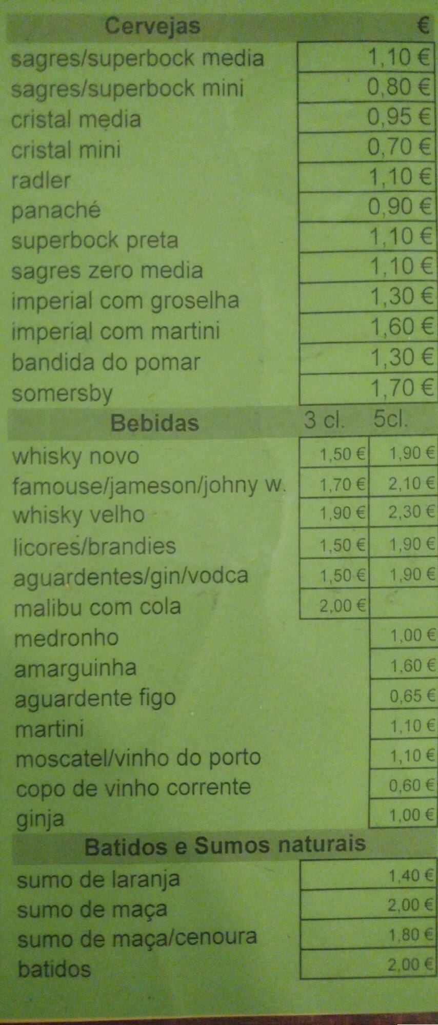 Carta de Snack Bar Ricky