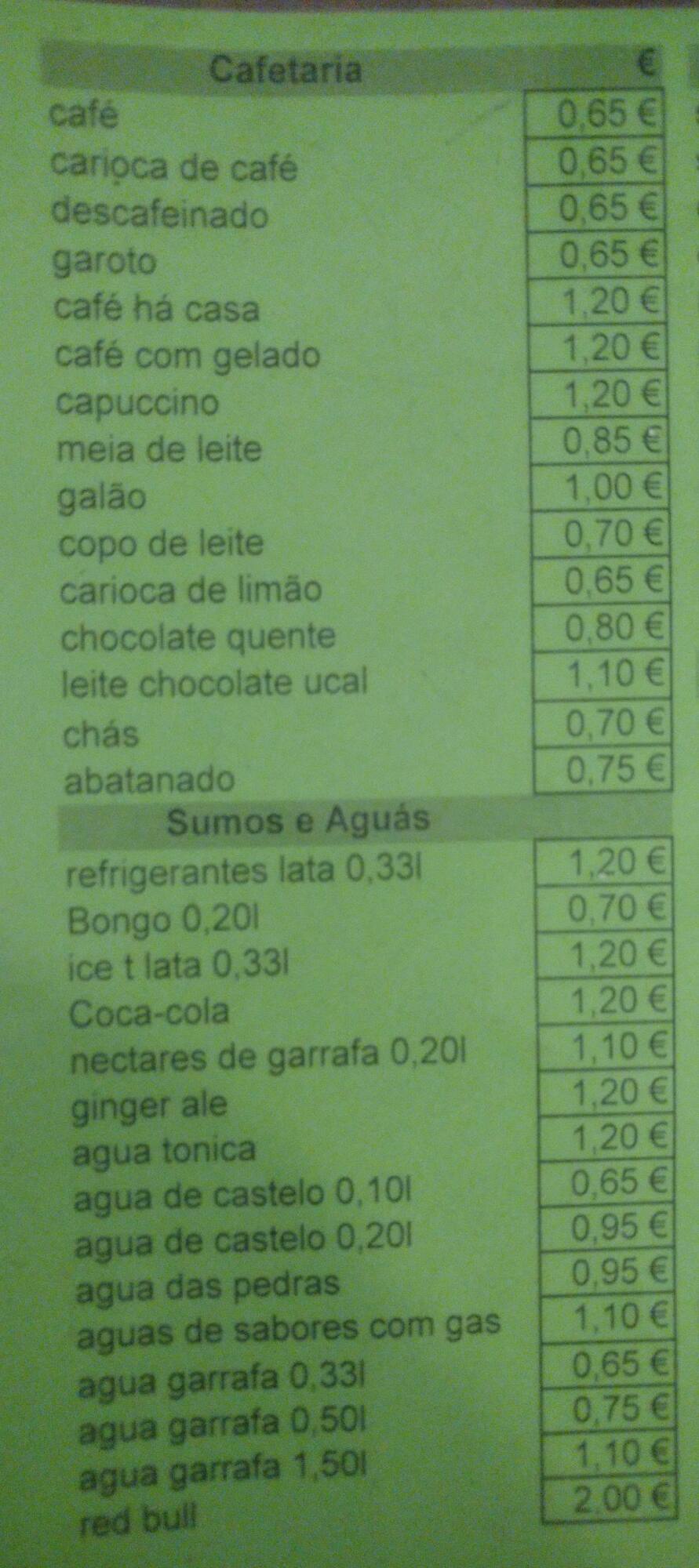 Carta de Snack Bar Ricky
