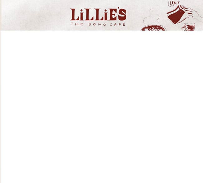 Menu of Lillies The Boho Cafe, Jubilee Hills, Hyderabad