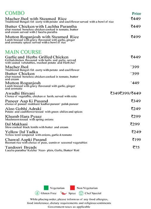 Menu at Garden Cress Ramada Dehradun, Dehradun