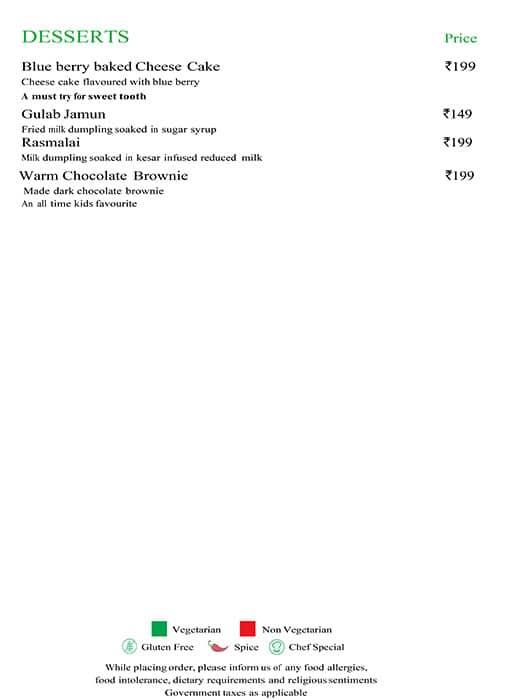 Menu at Garden Cress Ramada Dehradun, Dehradun