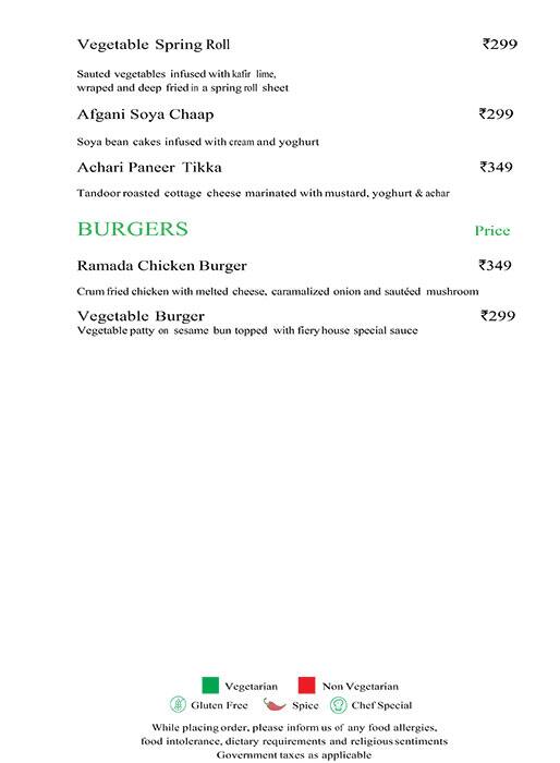 Menu at Garden Cress Ramada Dehradun, Dehradun