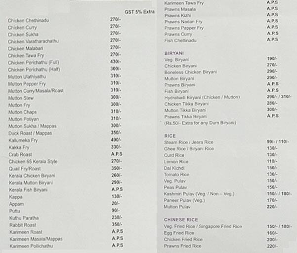 Benzy's Restaurant menu