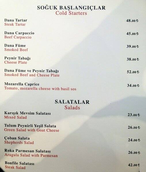 atiye steakhouse menu menu for atiye steakhouse nisantasi istanbul