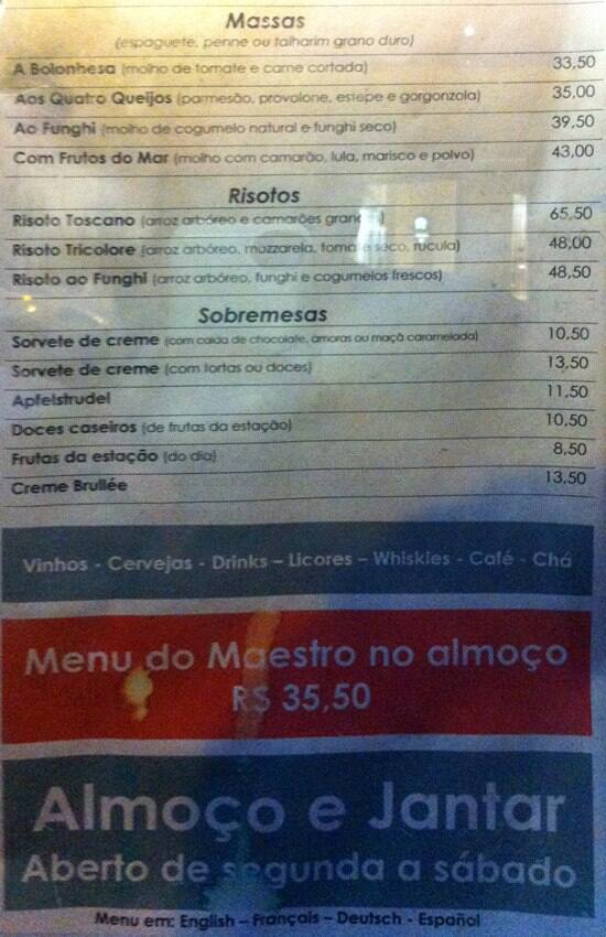 Restaurante Orquestra de Panelas cardápio