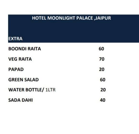 Moon Light Rooftop Restaurant menu