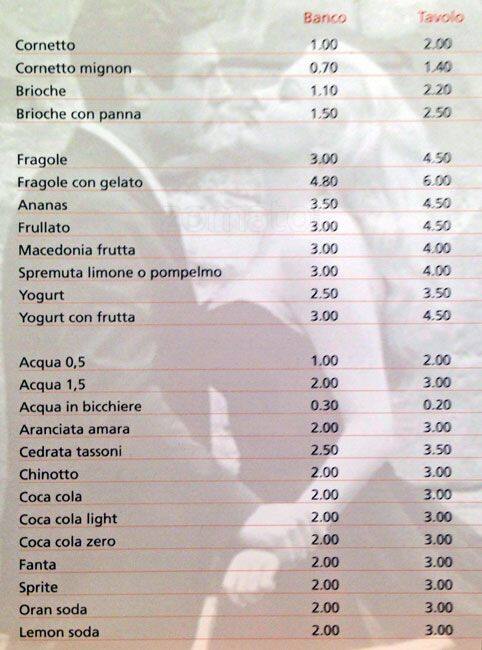 Menu di Ritrovo La Dolce Vita 