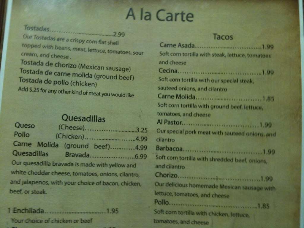 El Dorado Menu, Menu for El Dorado, Henrietta, Rochester - Urbanspoon ...