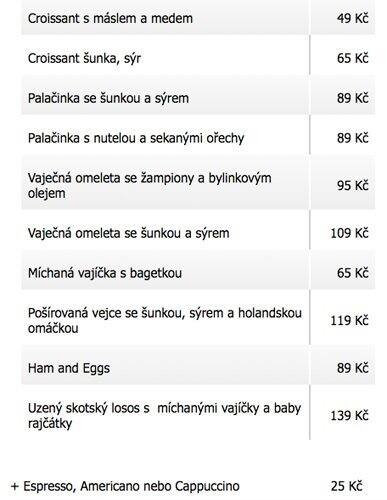 Café & bistro Na Fialce меню