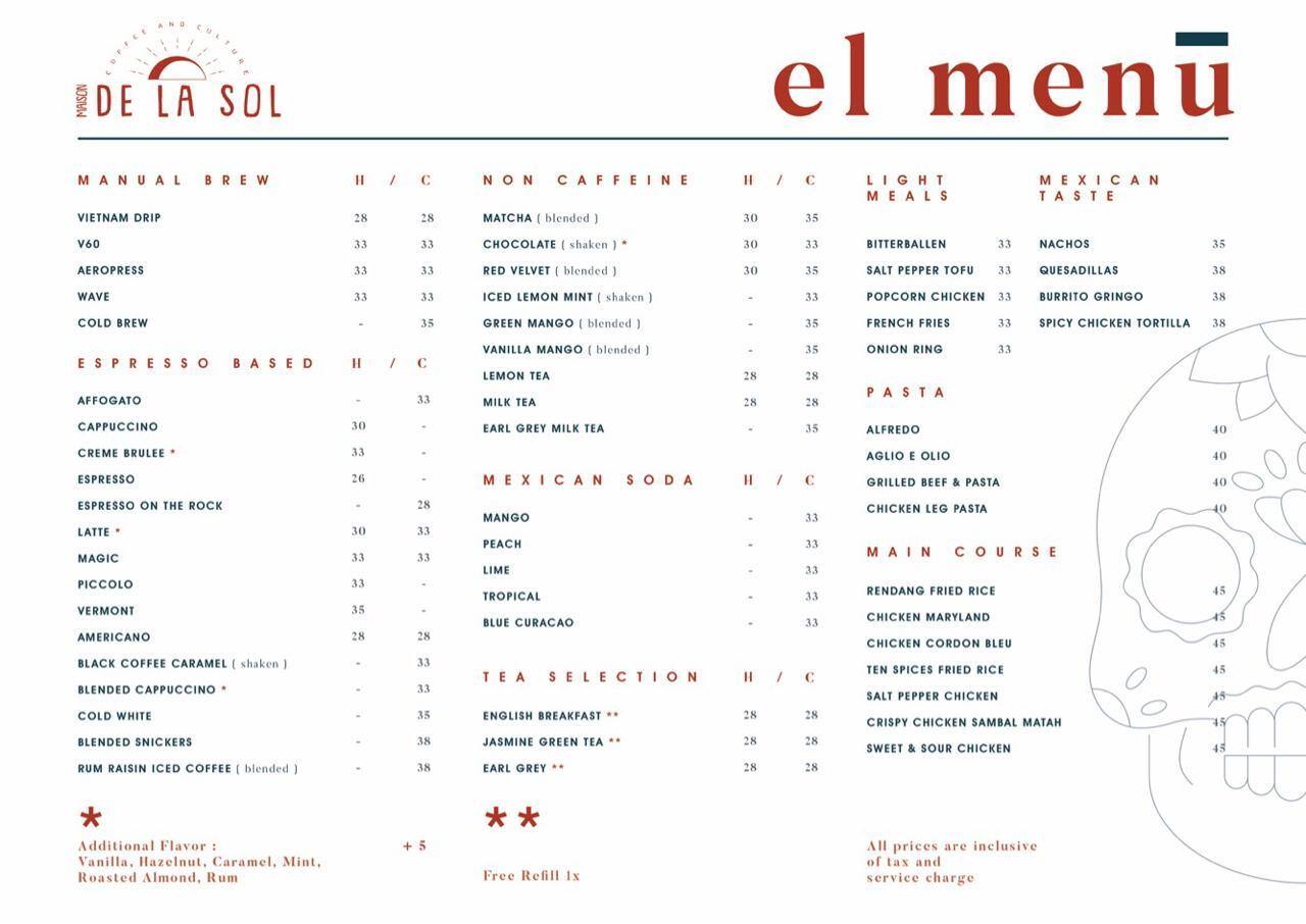 Maison De La Sol Coffee And Culture Menu