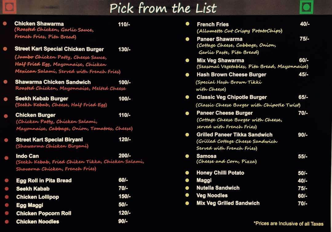 Street Kart Menu, Menu for Street Kart, Harsh Nagar, Kanpur - Zomato