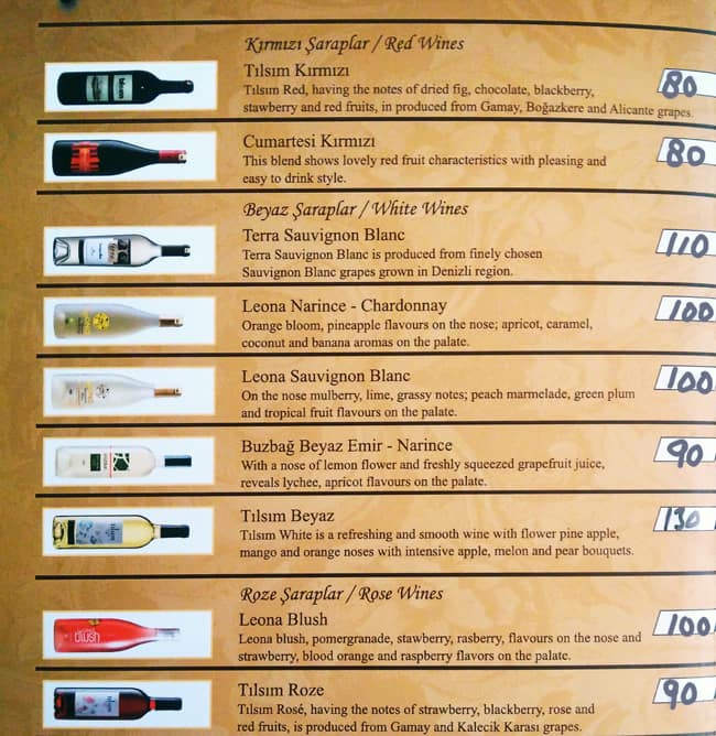 Patara Restaurant menu