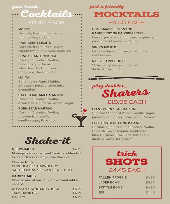 Rileys Sports Bar Menu, Menu for Rileys Sports Bar, Mayfair, London Zomato UK