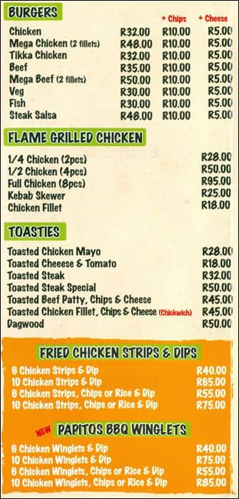 Papito's Menu, Menu for Papito's, Lakefield, East Rand - Zomato SA