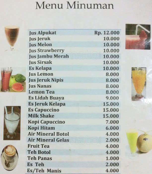 Menu at Warung Kuliner cafe, Bogor