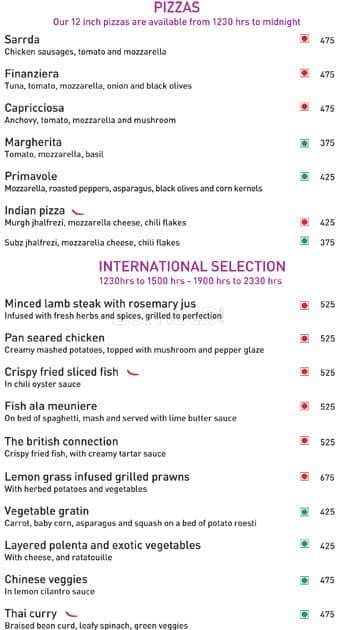 Menu at Lime Light, Hyderabad