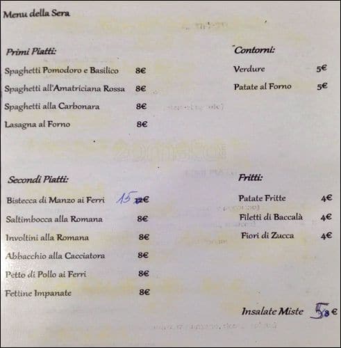 Menu di da Lucia 