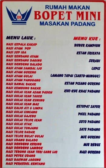 Bopet Mini Menu, Menu For Bopet Mini, Bendungan Hilir, Jakarta - Zomato ...