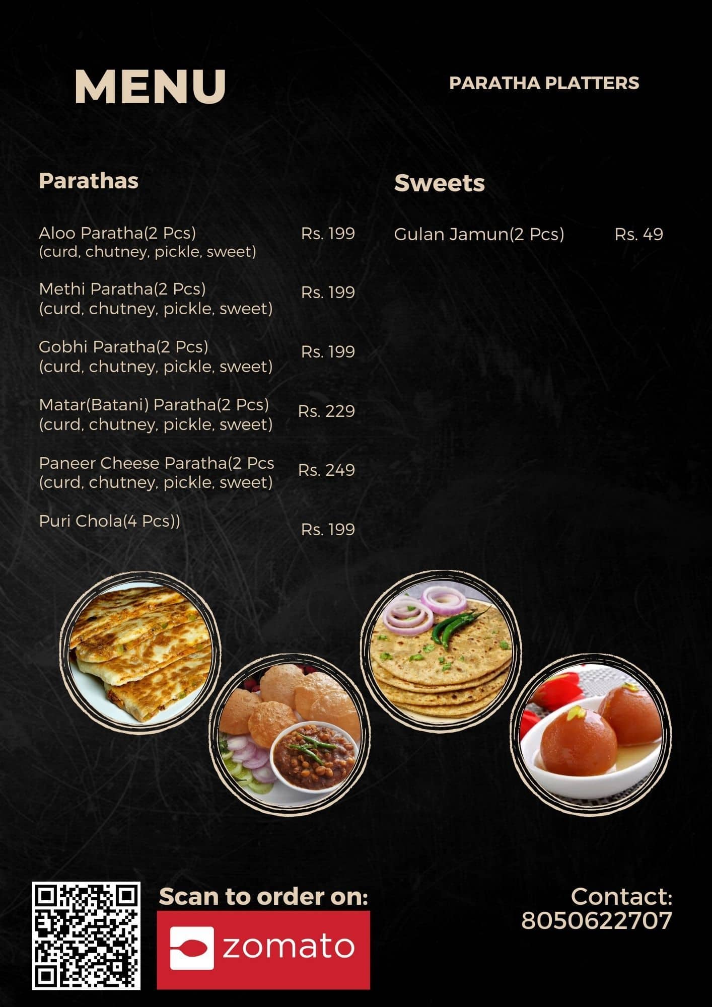 Menu of Paratha Platters, New BEL Road, Bangalore