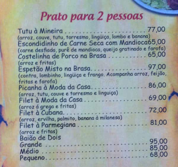 Zeca Ora Bar cardápio