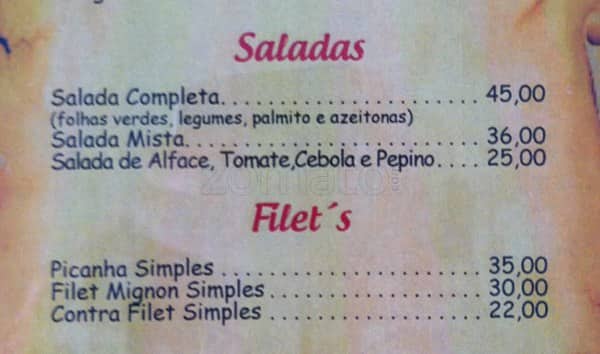 Zeca Ora Bar cardápio