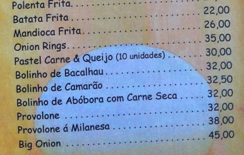 Zeca Ora Bar cardápio