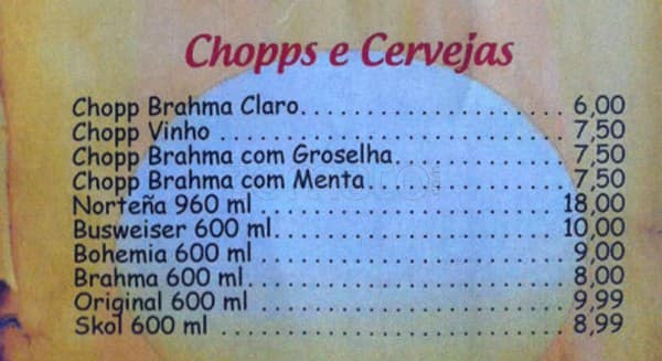 Zeca Ora Bar cardápio