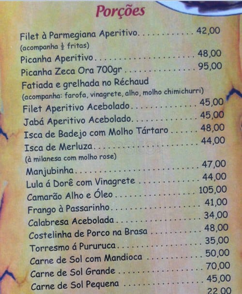 Zeca Ora Bar cardápio