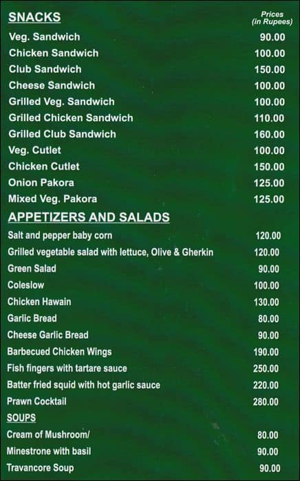 Rain Drops menu