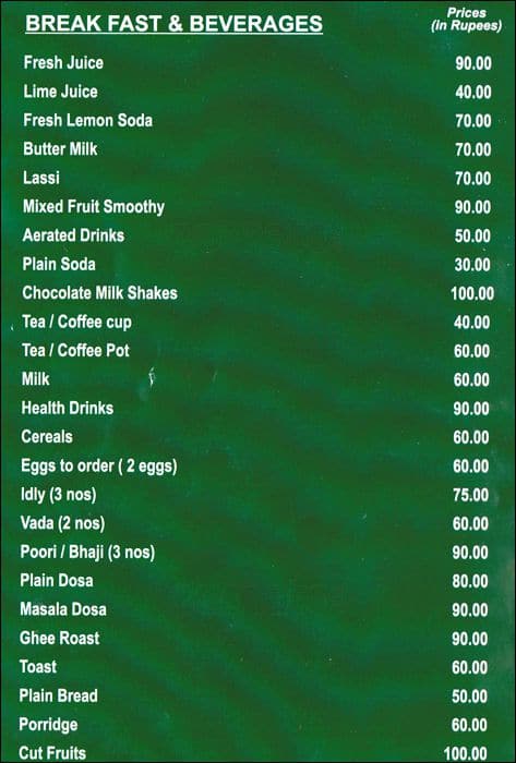 Rain Drops menu