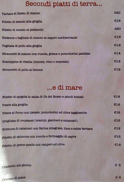 Menu di Osteria del 10 20 30 