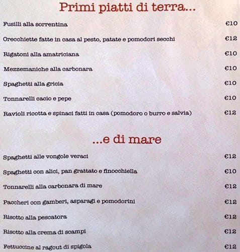 Menu di Osteria del 10 20 30 
