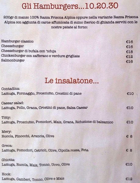 Menu di Osteria del 10 20 30 