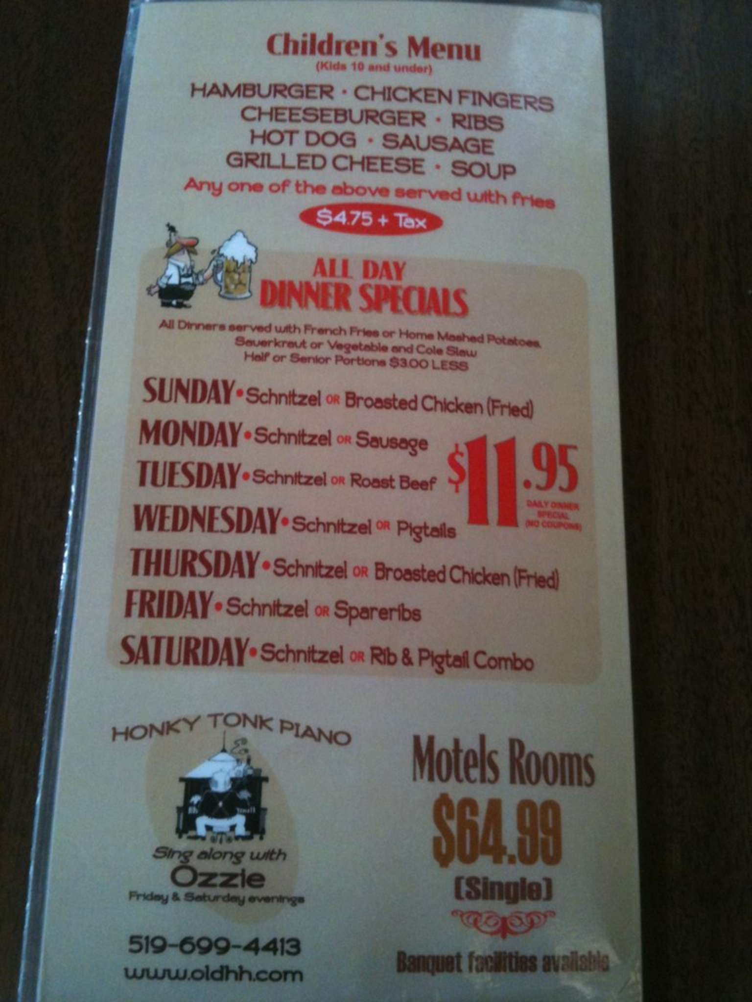 Menu At Heidelberg Restaurant Tavern Motel Heidelberg
