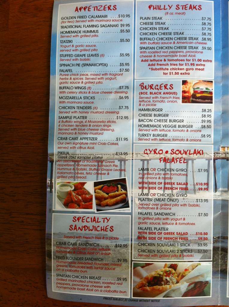 Yianni's Cafe Menü, Yianni's Cafe, Ocean City, Ocean City için Menü Urbanspoon/Zomato