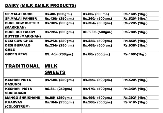 Kalika Express Menu Menu of Kalika Dairy Farm, Hadapsar, Pune