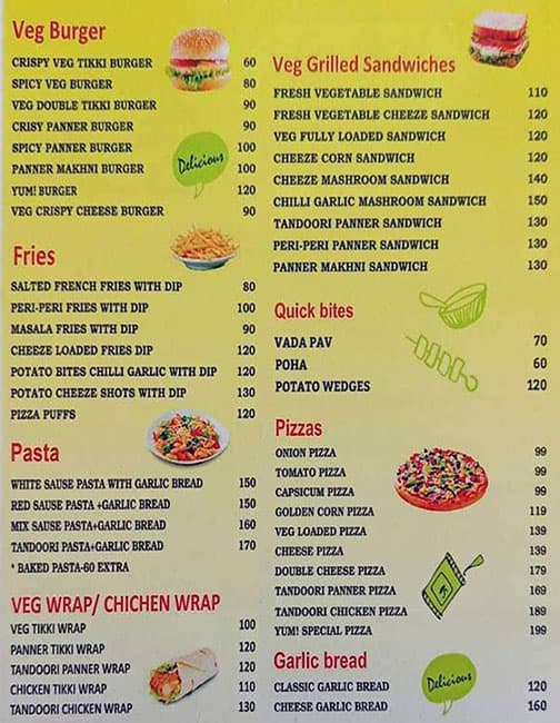 Menu of Yum Burger, Amrapali Leisure Valley, Greater Noida