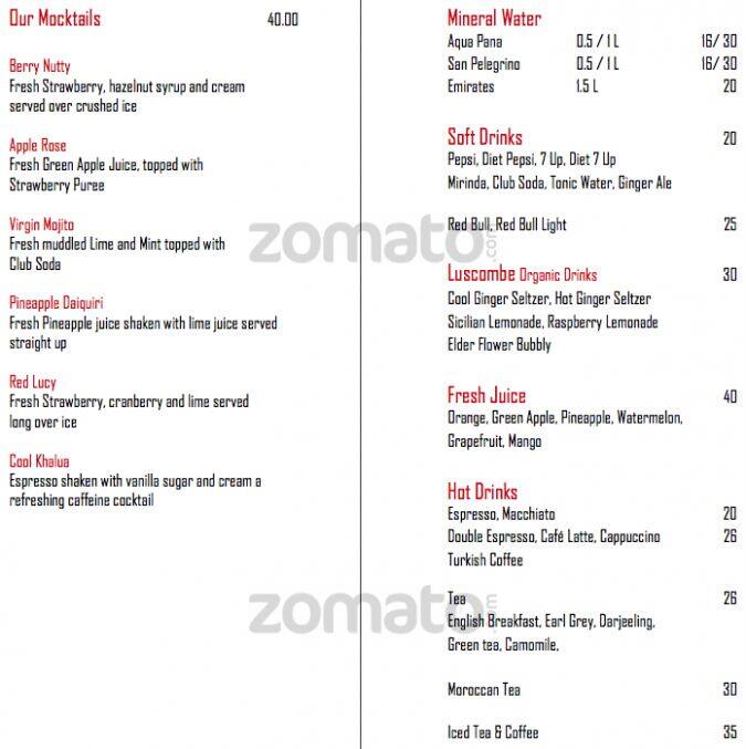 One Menu Menu at One On One pub & bar, Dubai