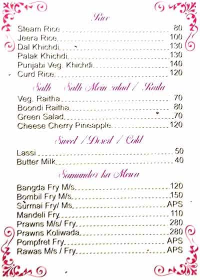 Raviraj Bar And Restaurant menu
