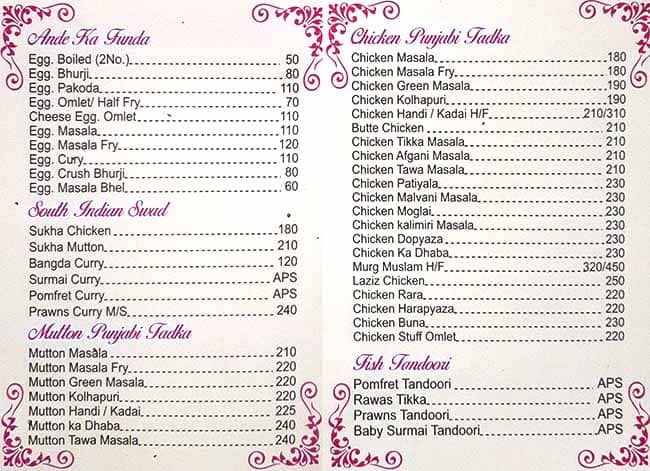 Raviraj Bar And Restaurant menu