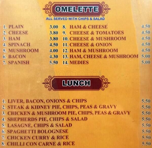 Valo Cafe menu