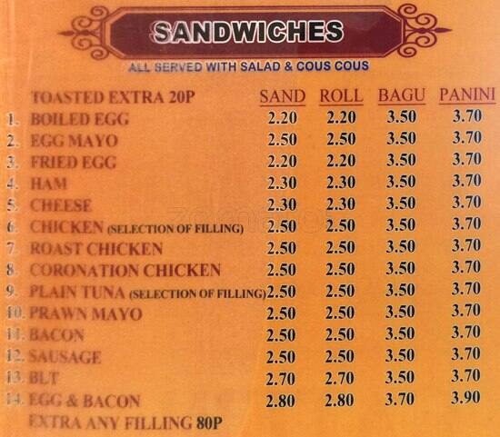 Valo Cafe menu